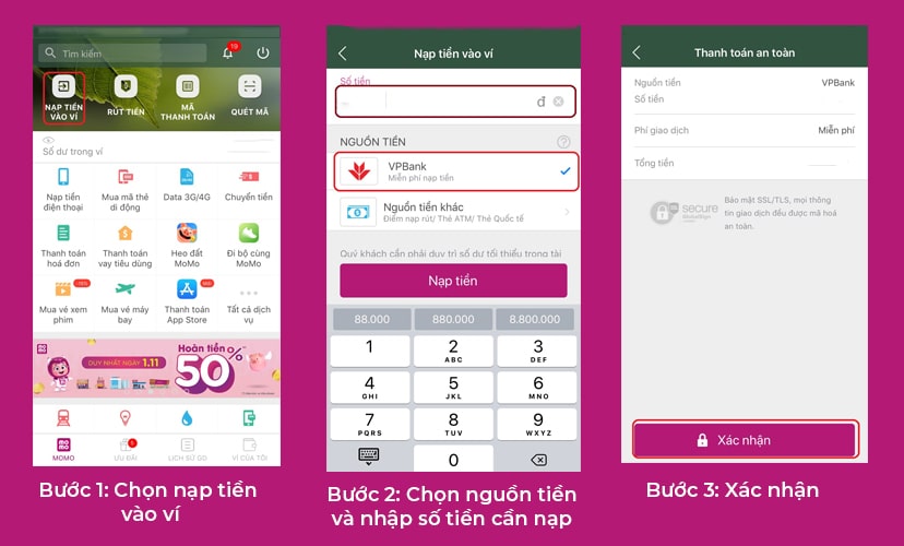 C&aacute;ch nạp tiền qua v&iacute; Momo